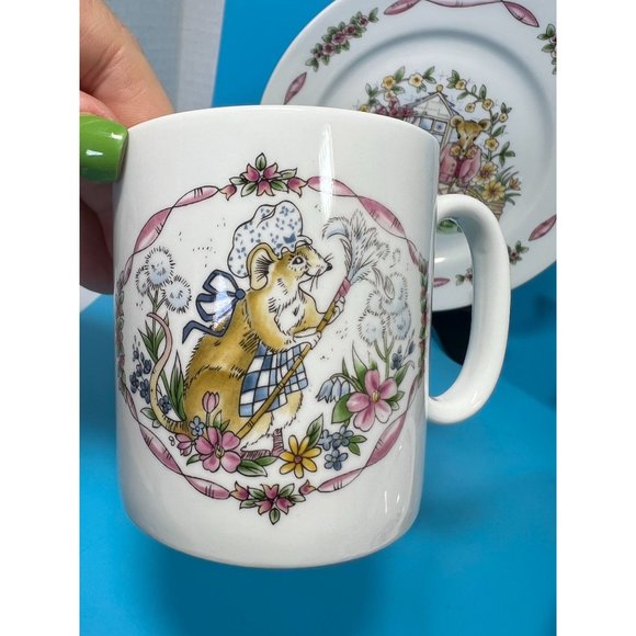 Hammersley Bone China Maisie Mouse 3 Piece Child's Set Cup Bowl Plate England - Picture 4 of 10